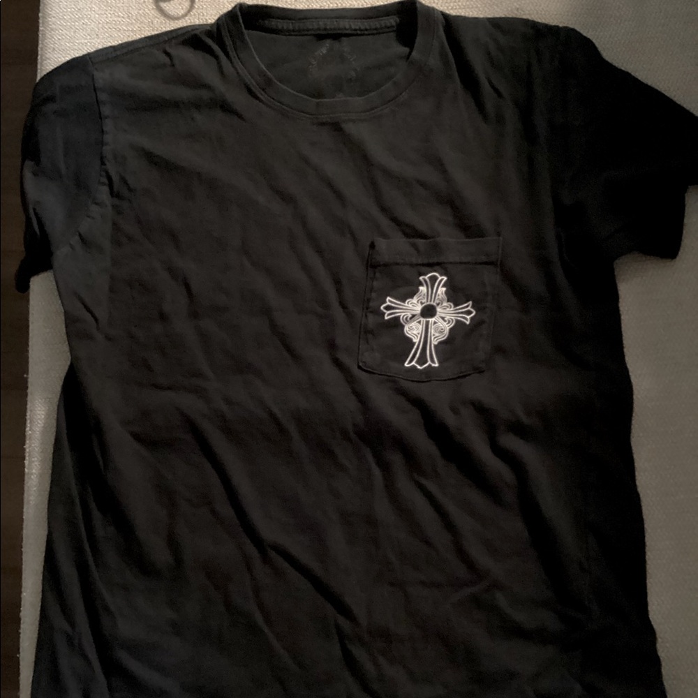 A black T shirt from Chrome hearts